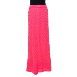 Pre Owned M Missoni Pink Zig Zag Knit Maxi Skirt M