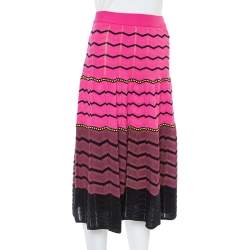 Pre Owned تنورة إم ميزوني تريكو نمط مموج وردية مقاس صغير - سمول