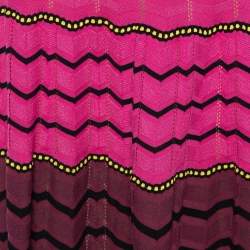 Pre Owned تنورة إم ميزوني تريكو نمط مموج وردية مقاس صغير - سمول