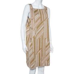 Pre Owned فستان إم ميزوني متوسط بلا أكمام تريكو مزخرف متعرج ميتاليك مقاس كبير (لارج)