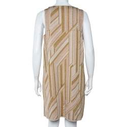 Pre Owned فستان إم ميزوني متوسط بلا أكمام تريكو مزخرف متعرج ميتاليك مقاس كبير (لارج)