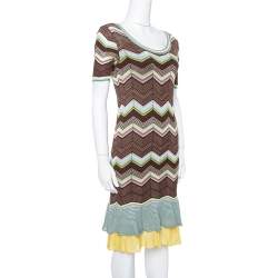 Pre Owned M Missoni Multicolor Cotton Knit Scoop Neck Skater Dress M