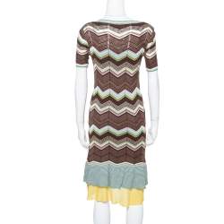 Pre Owned M Missoni Multicolor Cotton Knit Scoop Neck Skater Dress M