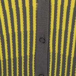 مملوكة مسبقًا كارديغان إم ميزوني تريكو مخطط ثلاثي اللون بأزرار أمامية مقاس متوسط - ميديوم