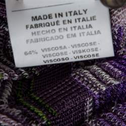 Pre Owned M Missoni Purple Chevron Knit Tie Up Top and Cardigan Set L