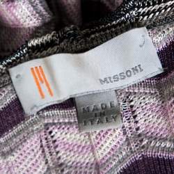 Pre Owned M Missoni Purple Chevron Knit Tie Up Top and Cardigan Set L