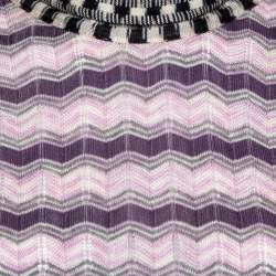 Pre Owned M Missoni Purple Chevron Knit Tie Up Top and Cardigan Set L