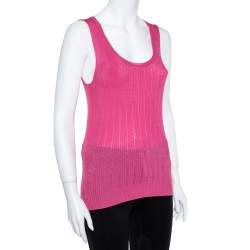 Pre Owned M Missoni Pink & Blue Knit Tank Top and Cardigan Set M/L