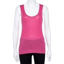 Pre Owned M Missoni Pink & Blue Knit Tank Top and Cardigan Set M/L