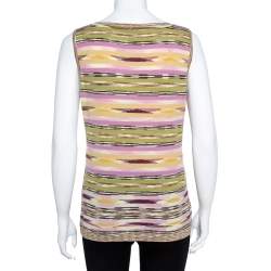 Pre Owned M Missoni Multicolor Wool Stripe Knit Tank Top and Cardigan Set L