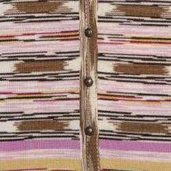 Pre Owned M Missoni Multicolor Wool Stripe Knit Tank Top and Cardigan Set L