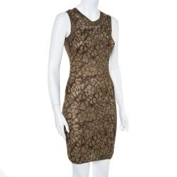 Pre Owned M Missoni Gold Lurex Knit Cardigan & Midi Dress Set S