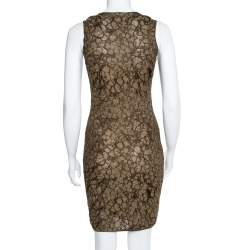 Pre Owned M Missoni Gold Lurex Knit Cardigan & Midi Dress Set S
