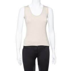 Pre Owned طقم كارديغان مفتوح من الأمام و توب إم ميزوني  تريكو لوريكس ذهبي مقاس صغير (سمول)