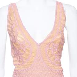 Pre Owned M Missoni Pink & Yellow Lurex Knit Crossback Detail Dress L