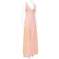 Pre Owned M Missoni Pink & Yellow Lurex Knit Crossback Detail Dress L