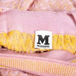 Pre Owned M Missoni Pink & Yellow Lurex Knit Crossback Detail Dress L