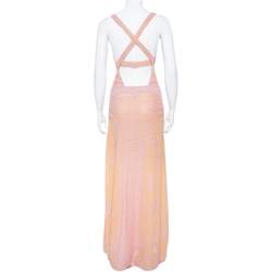 Pre Owned M Missoni Pink & Yellow Lurex Knit Crossback Detail Dress L