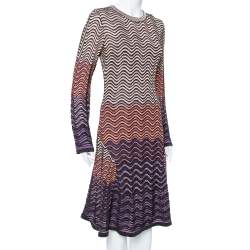 مملوكة مسبقًا فستان أم ميزوني أكمام طويلة فضفاض تريكو مغزول لوكس متعدد الألوان كبير