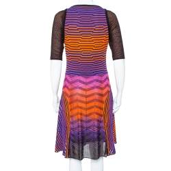 Pre Owned M Missoni Multicolor Knit Paneled Midi Dress L