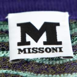 Pre Owned M Missoni Bicolor Wave Knit Drop Waist Dress & Button Front Cardigan Set L