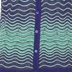 Pre Owned M Missoni Bicolor Wave Knit Drop Waist Dress & Button Front Cardigan Set L