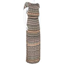 Pre Owned M Missoni Multicolor Lurex Knit Open Back Maxi Dress L
