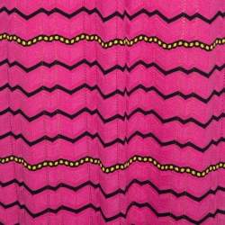 Pre Owned M Missoni Pink Chevron Patterned Perforated Knit Maxi Dress M