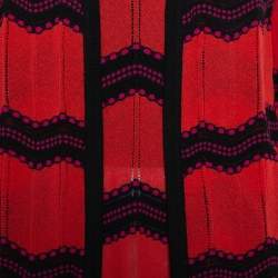 M Missoni Red & Black Zig Zag Pattern Knit Tank Top & Open Front Cardigan L
