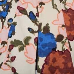 M Missoni Cream Watercolor Floral Printed Canvas Hook Front Long Jacket M