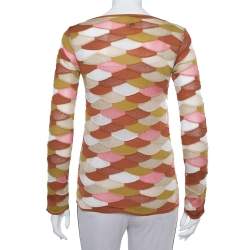 Pre Owned M Missoni Multicolor Scale Pattern Lurex Knit  Long Sleeve Top S