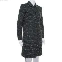 M Missoni Black Tweed Button Front Mid Length Coat M