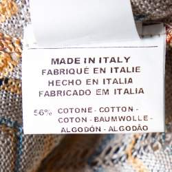 Pre Owned M Missoni Multicolor Patterned Perforated Knit Boat Neck Belted Dress L