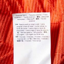 Pre Owned كارديغان إم ميزوني صوف تريكو نمط شيفرون خوخي مفتوح مقاس كبير جدًا - إكس لارج