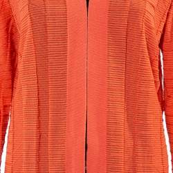 Pre Owned كارديغان إم ميزوني صوف تريكو نمط شيفرون خوخي مفتوح مقاس كبير جدًا - إكس لارج