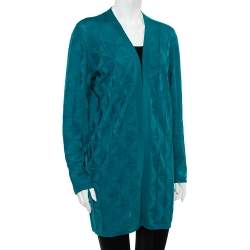 مملوكة مسبقًا كارديغان إم ميزوني صوف أخضر مفتوح مقاس كبير - لارج