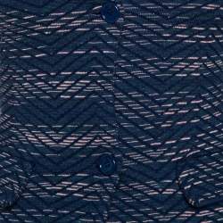 Pre Owned M Missoni Navy Blue Jacquard Knit Button Front Blazer S