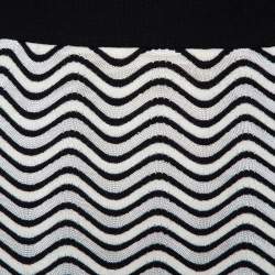 Pre Owned M Missoni Monochrome Wave Patterned Knit Maxi Skirt M