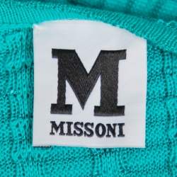 Pre Owned M Missoni Teal Green Knit Scoop Neck Skater Dress L