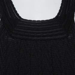 Pre Owned فستان ماكسي أم ميزوني بلا أكمام نمط شيفرون تريكو أسود مقاس كبير - لارج