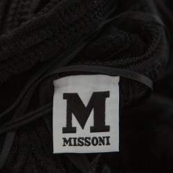 Pre Owned فستان ماكسي أم ميزوني بلا أكمام نمط شيفرون تريكو أسود مقاس كبير - لارج