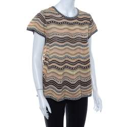 Pre Owned M Missoni Multicolor Wave Patterned Lurex Knit Top M