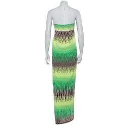 Pre Owned M Missoni Multicolor Chevron Patterned Knit Halter Neck Maxi Dress M