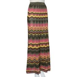 Pre Owned M Missoni Multicolor Zig Zag Patterned Lurex Knit Maxi Skirt S