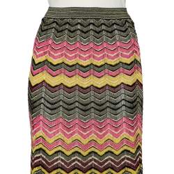 Pre Owned M Missoni Multicolor Zig Zag Patterned Lurex Knit Maxi Skirt S