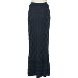 Pre Owned تنورة إم ميزوني ماكسي تريكو مزخرف رصاصي داكن مقاس وسط (ميديوم)