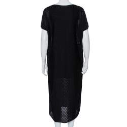 مملوكة مسبقًا فستان إم ميزوني كبير الحجم متوسط الطول تريكو مزخرف أسود مقاس وسط (ميديوم)