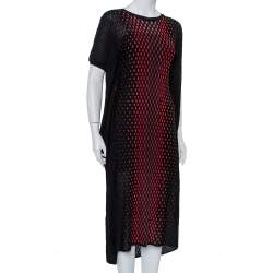 مملوكة مسبقًا فستان إم ميزوني كبير الحجم متوسط الطول تريكو مزخرف أسود مقاس وسط (ميديوم)