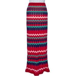 مملوكة مسبقًا تنورة إم ميزوني ماكسي تريكو نمط متعرج متعدد الألوان مقاس كبير (لارج)