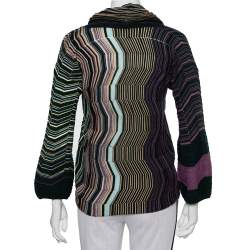 Pre Owned M Missoni Multicolor Patterned Knit Cowl Neck Sweater M
